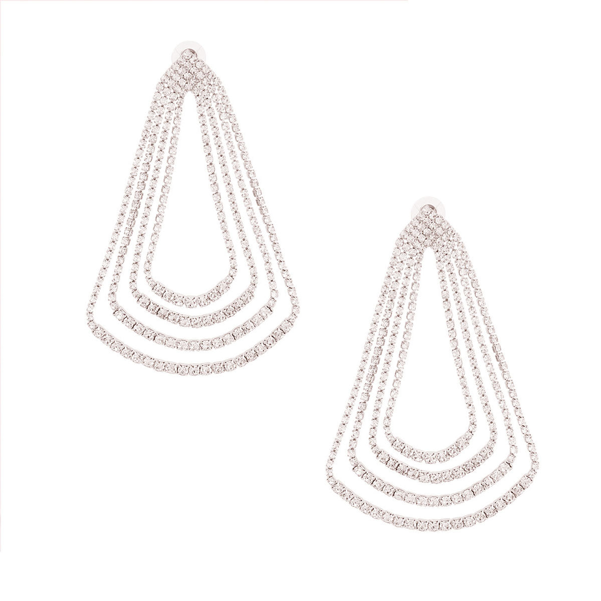 Silver Graduated Teardrop Stone Earrings