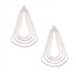 Silver Graduated Teardrop Stone Earrings
