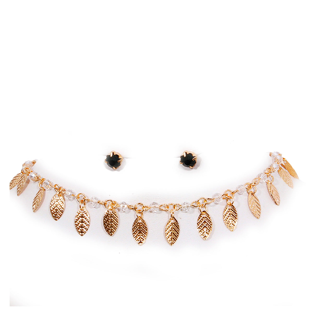 Double layered choker with lace and metal charms