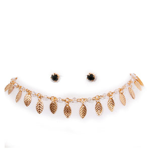 Double layered choker with lace and metal charms