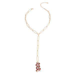 Designer Red Snake Y Necklace