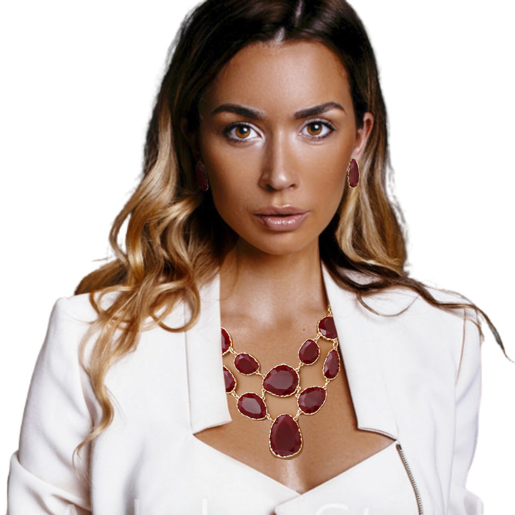 Short Necklace Irregular Resin Teardrop inset