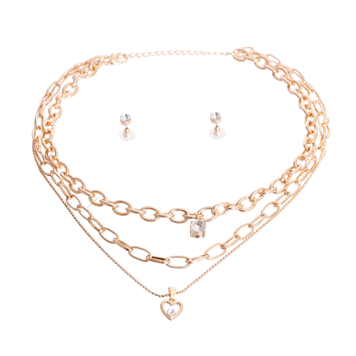 Gold Oval Link Heart Necklace