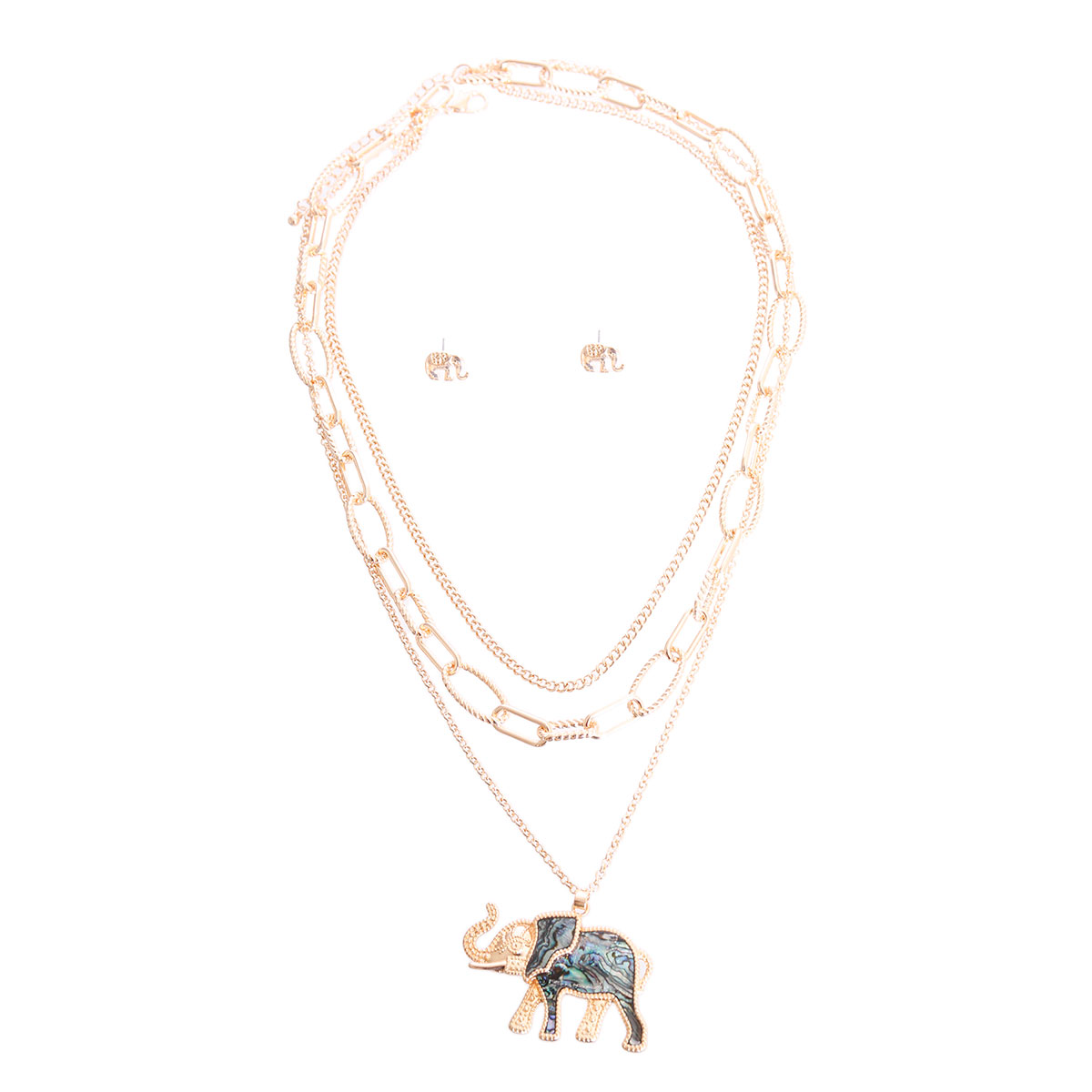 Abalone Elephant Gold Chain Necklace