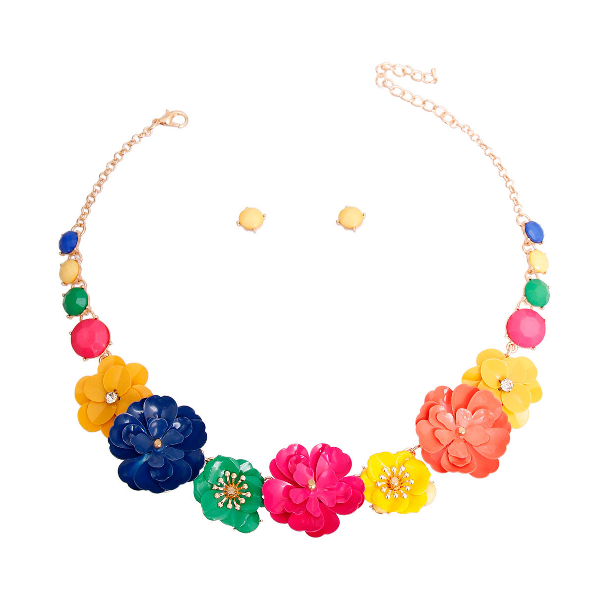 Rainbow Metal Flower Necklace