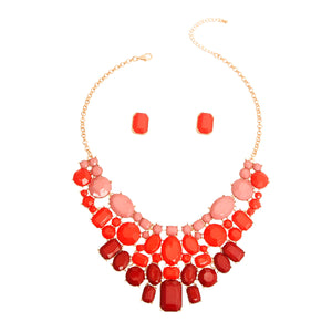 Shades of Red Statement Necklace Set