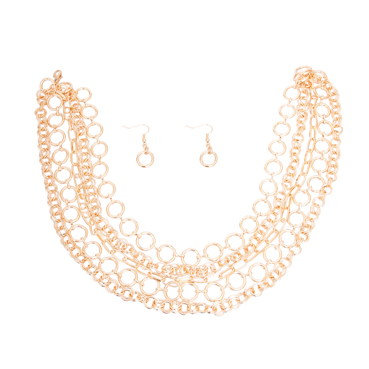 Gold Metal Round Link Layered Set