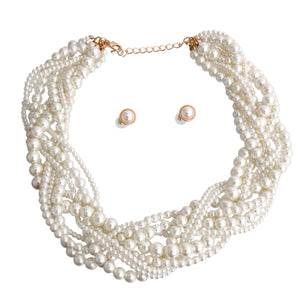 Braided Glass Cream Pearl Necklace