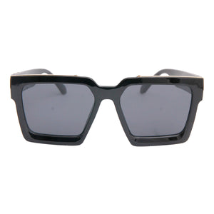 LV Millionaires Style Thick Black Square Gold Edge Sunglasses