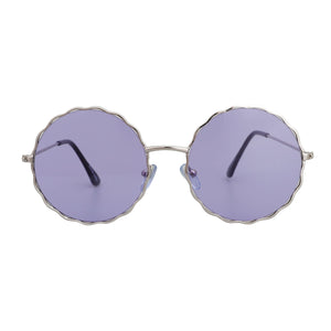 Purple Wavy Round Wire Sunglasses