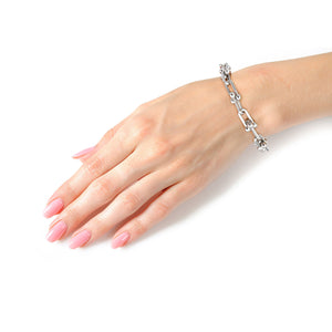 Silver Metal Gauge Link Bracelet