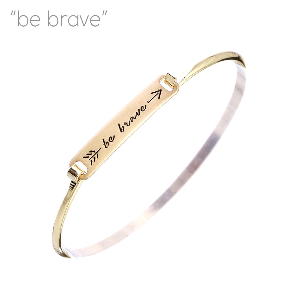 Be Brave Gold Hook Bangle