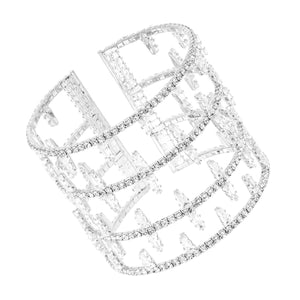 Silver CZ Memory Wire Cuff