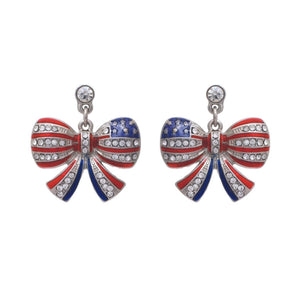 American Flag Ribbon Metal Earrings