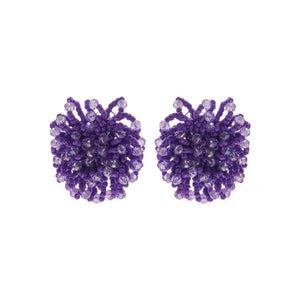 Purple Seed Bead Flower Studs