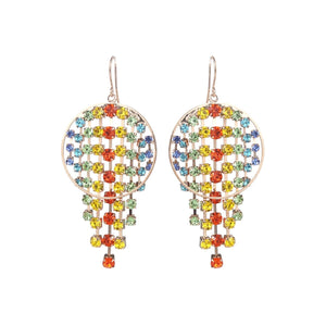Rainbow Fringe Circle Earrings