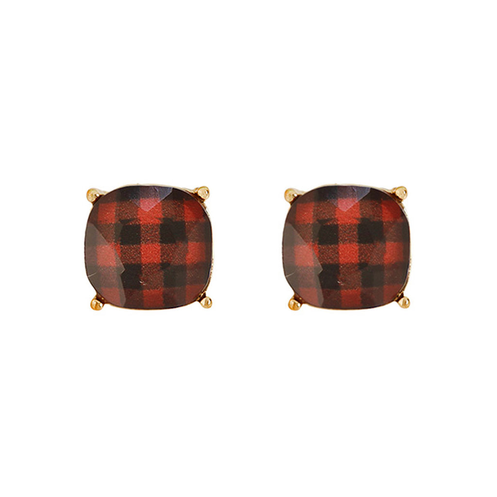 Red Buffalo Plaid Studs