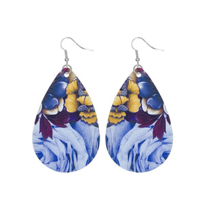 Various Flower Printed Teardrop Earrings