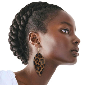 Brown Leopard Feather Earrings