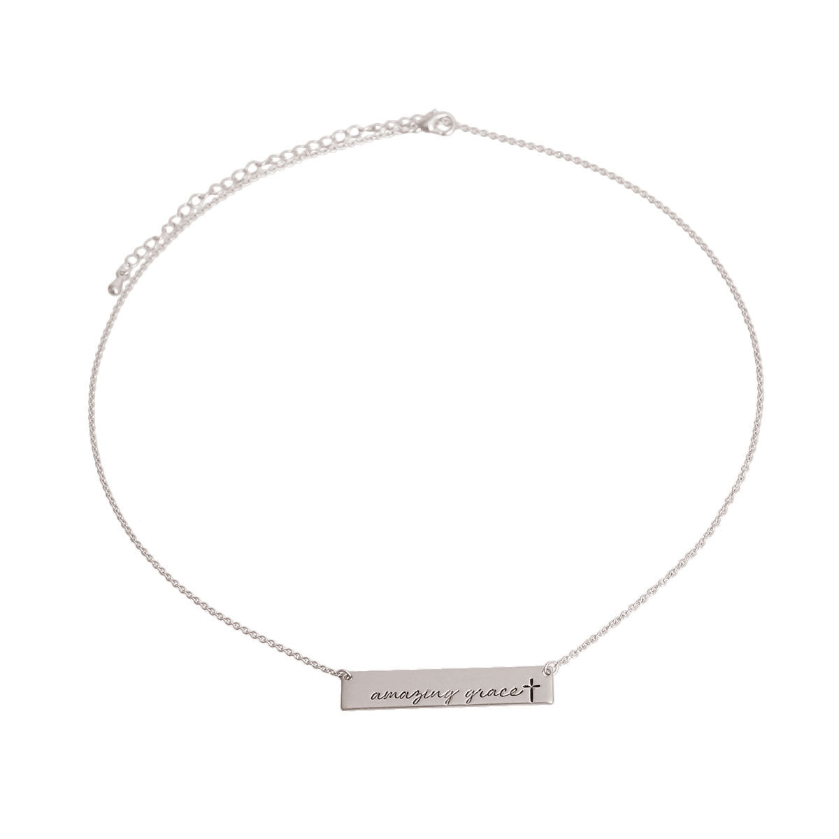 Silver Amazing Grace Plate Necklace