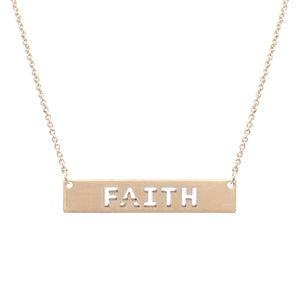 Gold Faith Cutout Plate Necklace