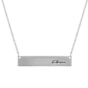 Silver Script Chosen Plate Necklace