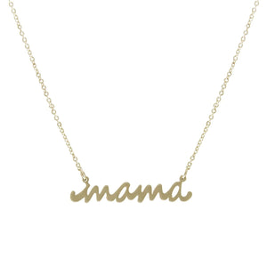 Gold Script Mama Pendant Necklace