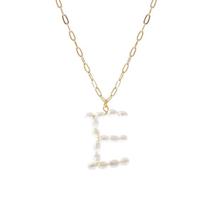 E Freshwater Pearl Initial Necklace