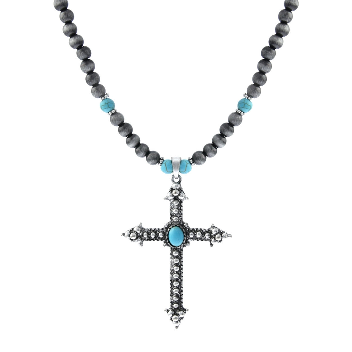 Turquoise Navajo Pearl Cross Necklace