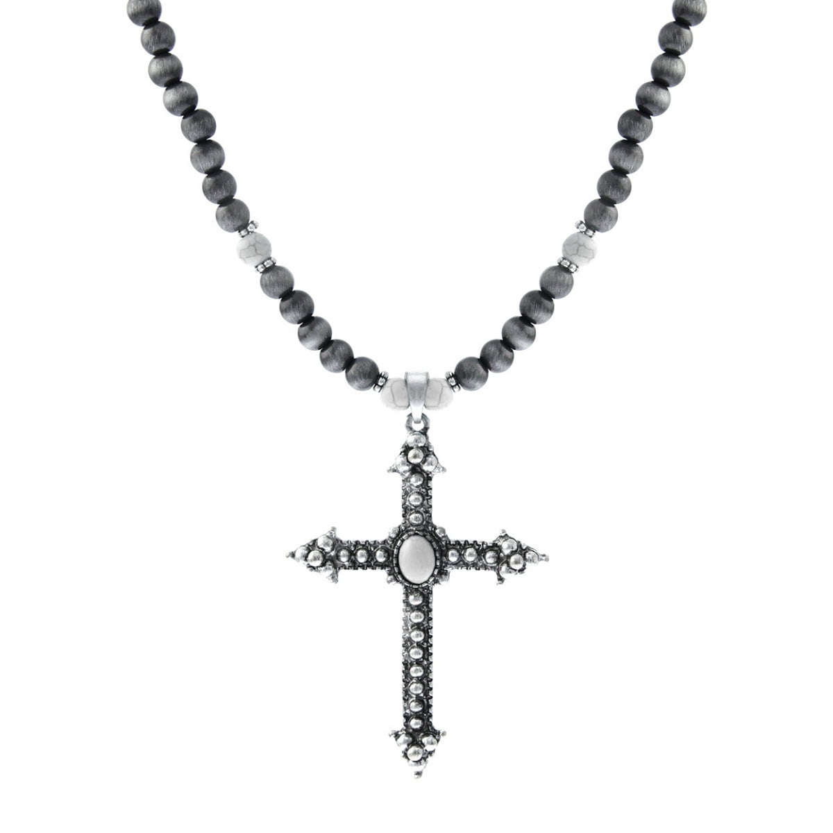 White Navajo Pearl Cross Necklace