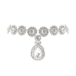 Silver  Halo Teardrop Rhinestone Choker
