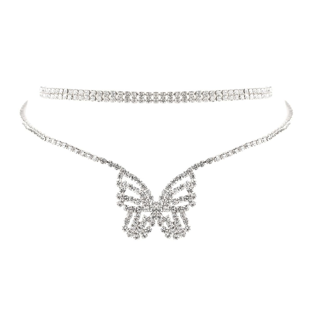 Silver Bling 2 Pcs Butterfly Collar Set