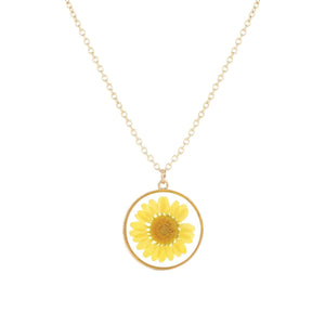 Yellow Daisy Dried Flower Necklace