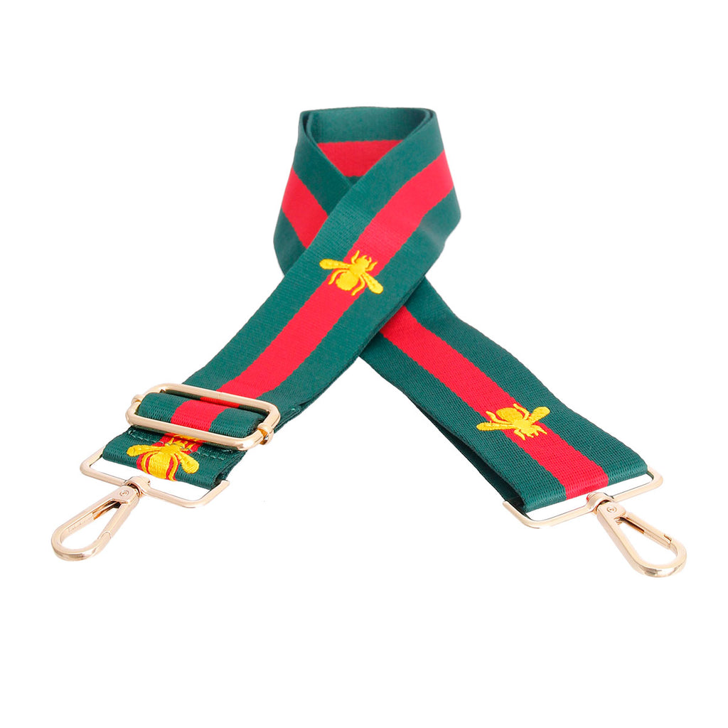 Green Designer Stripe Bee Bag Strap