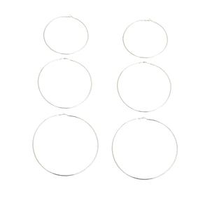 Silver Jumbo Hoop 3 Pcs Set