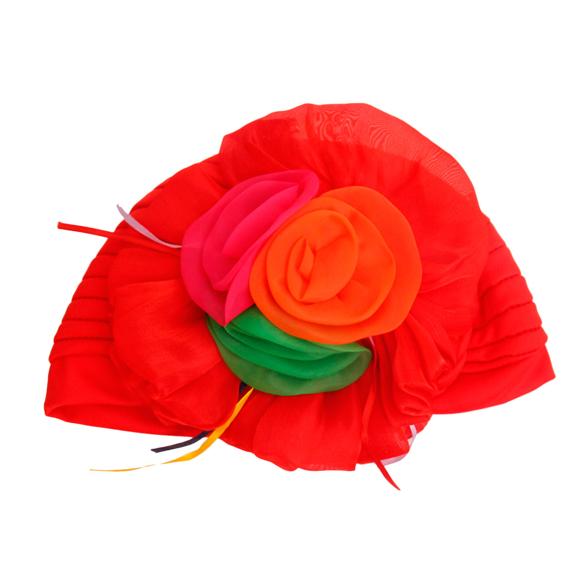 Red Pleated Flower Turban