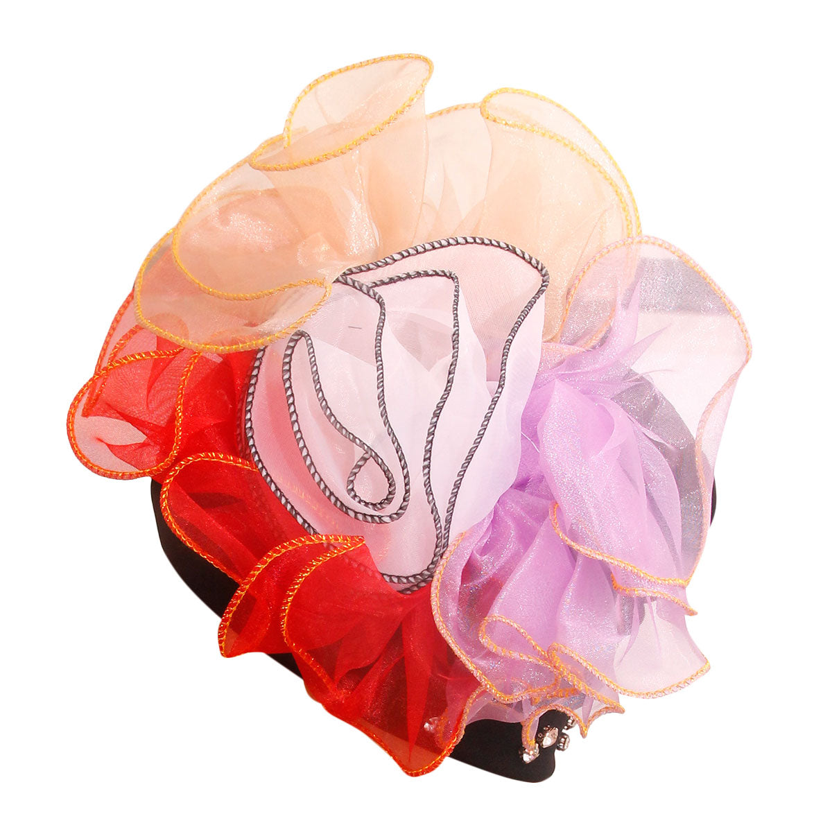 Black Pleated Ruffle Rhinestone Turban