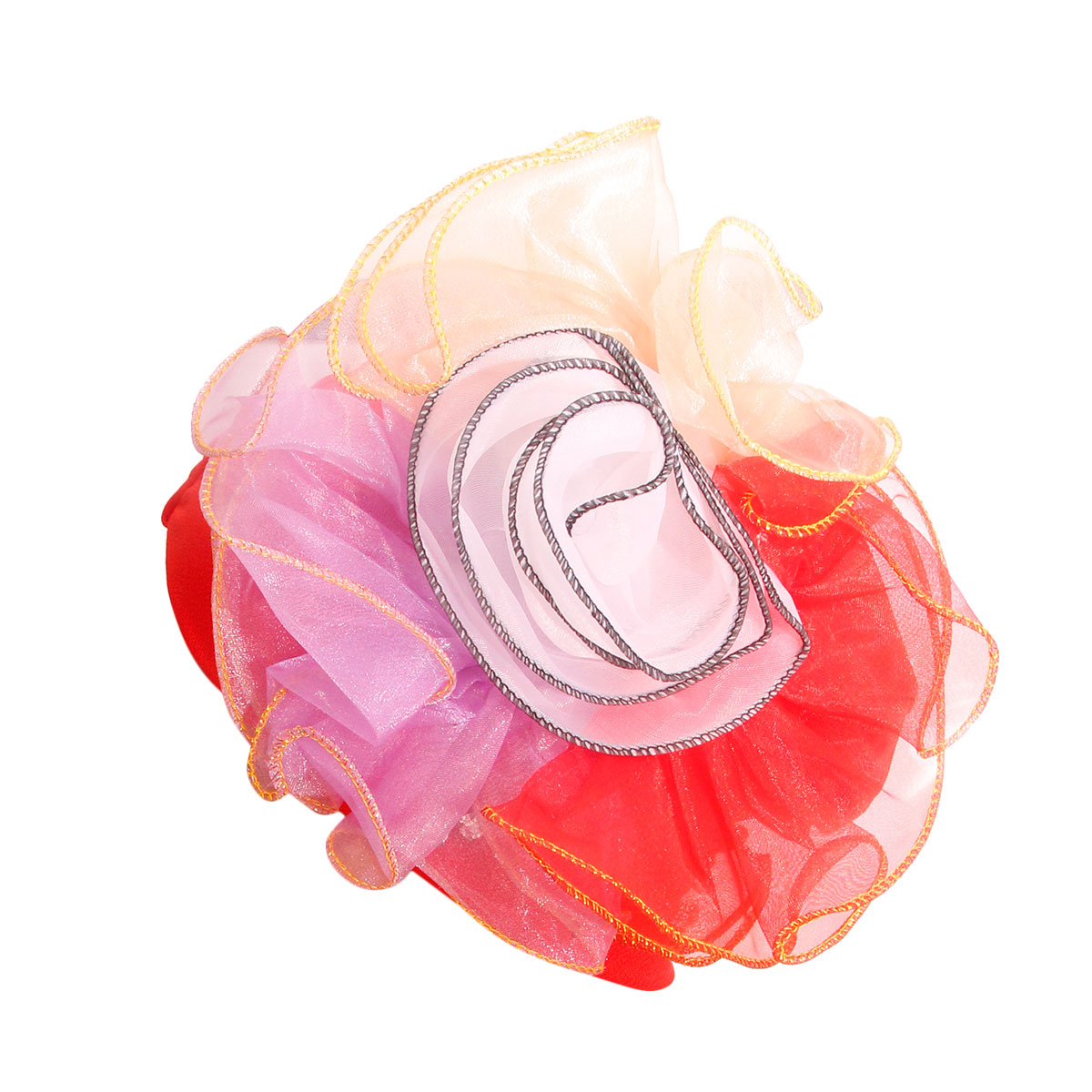 Red Pleated Ruffle Rhinestone Turban