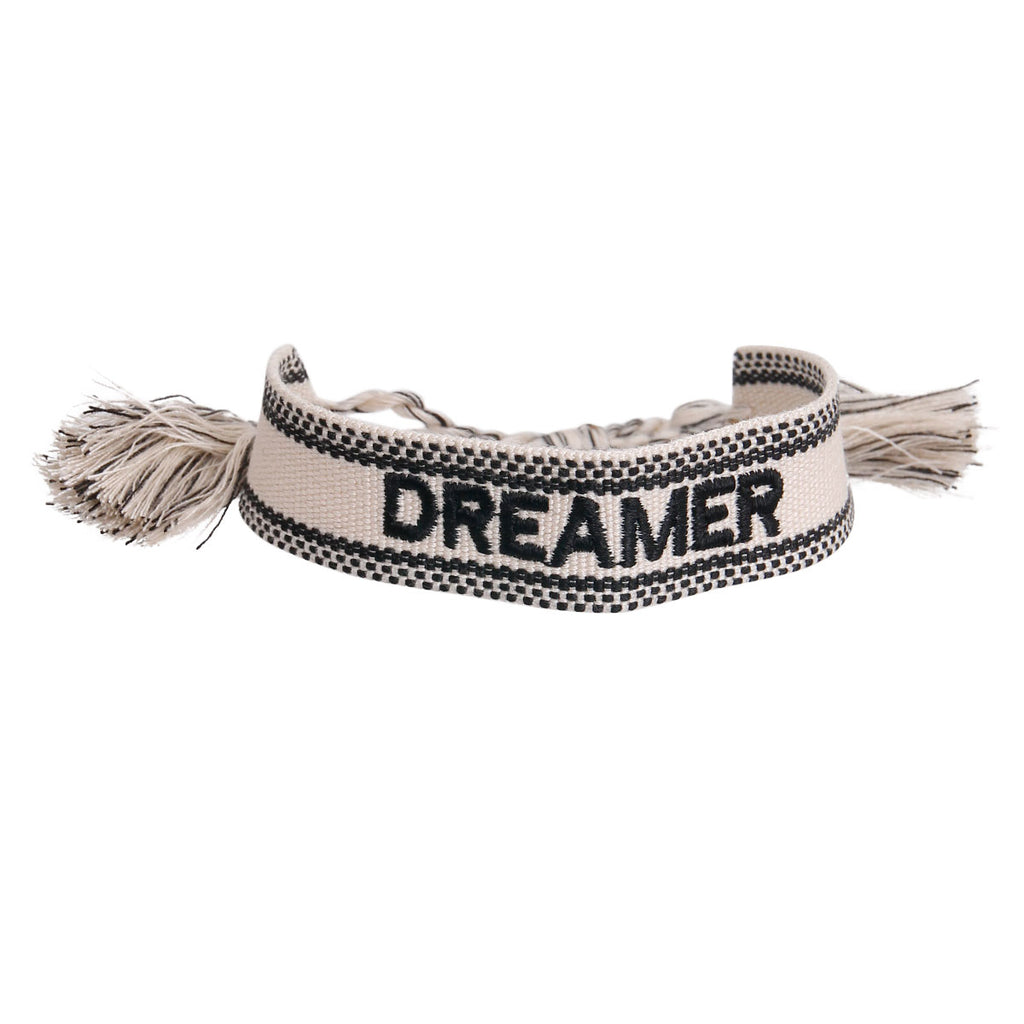CD Inspired White DREAMER Embroidered Bracelet