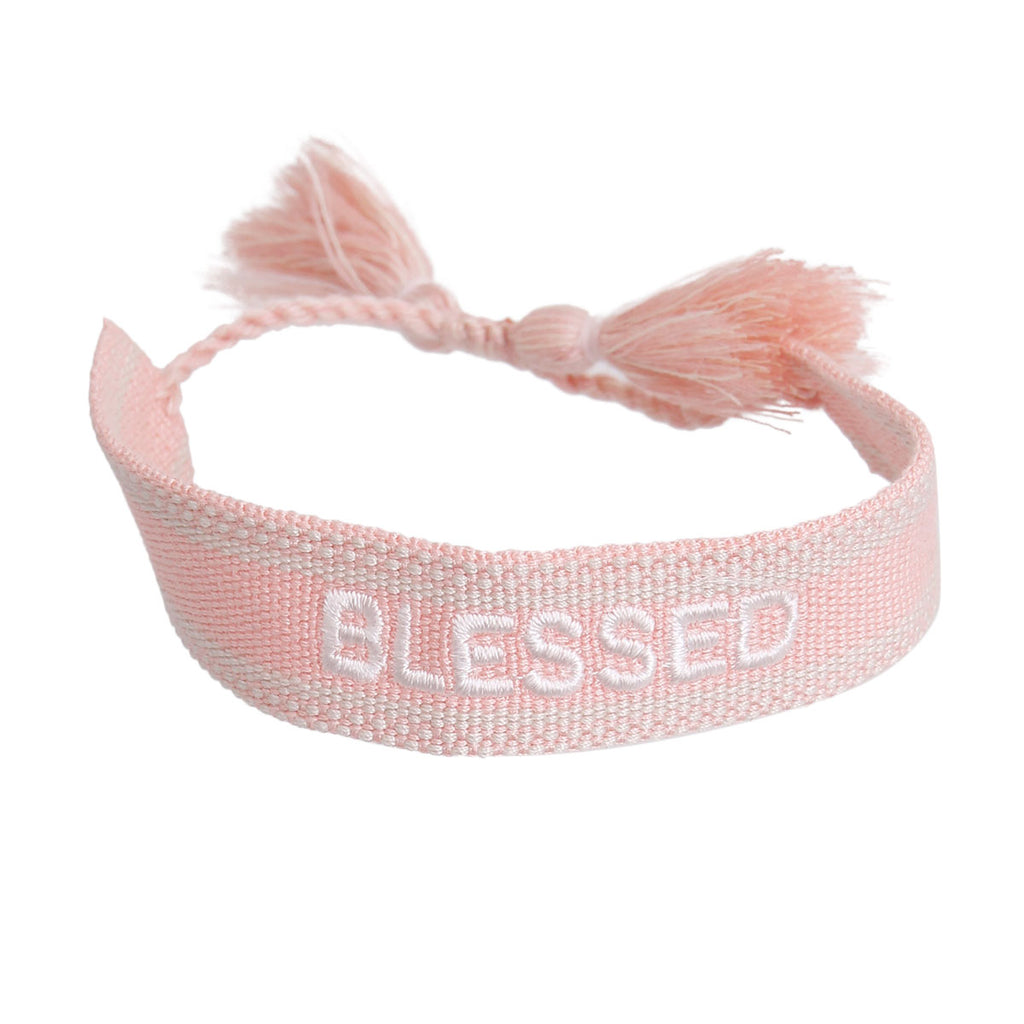CD Inspired Pink BLESSED Embroidered Bracelet