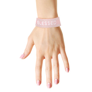 CD Inspired Pink BLESSED Embroidered Bracelet