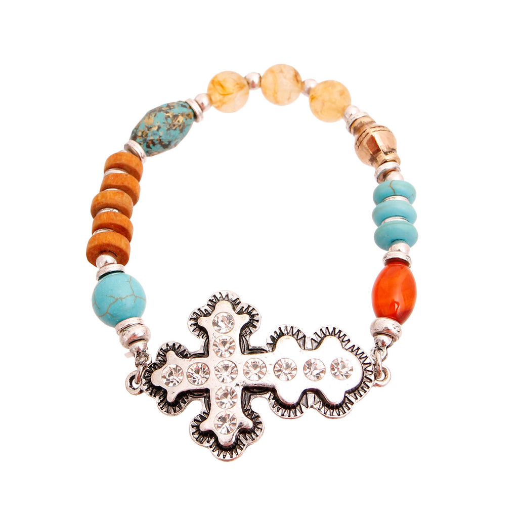 Mixed Bead Cross Bracelet