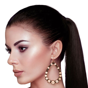 Cream Rose Gold Teardrop Earrings