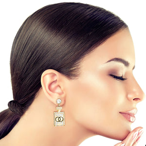 Designer Rhinestone Perfume Earrings