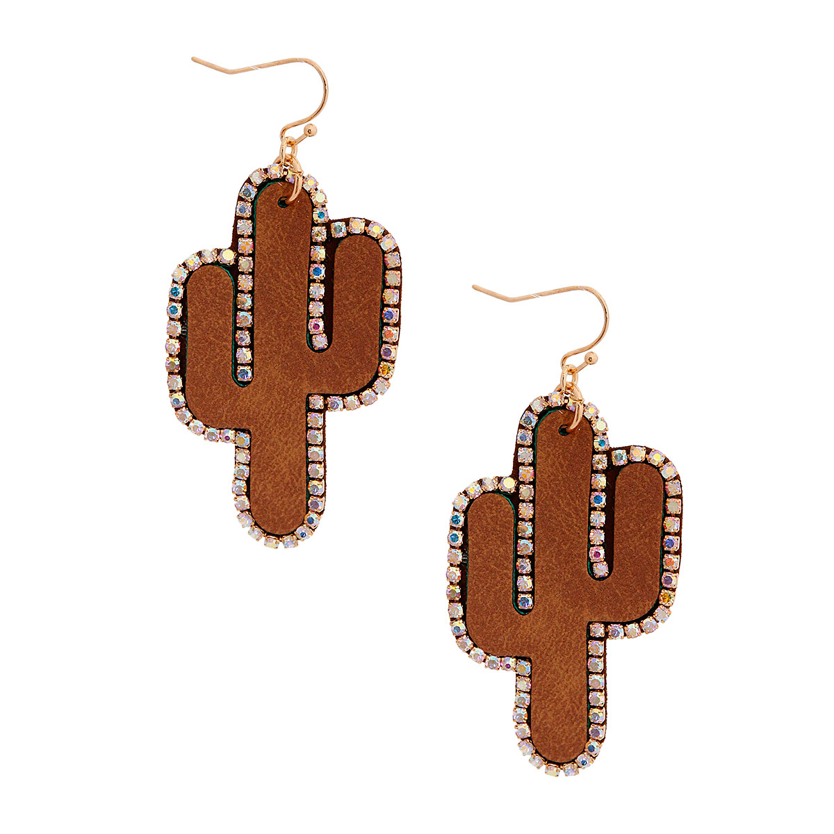 Brown Cactus Drop Earrings