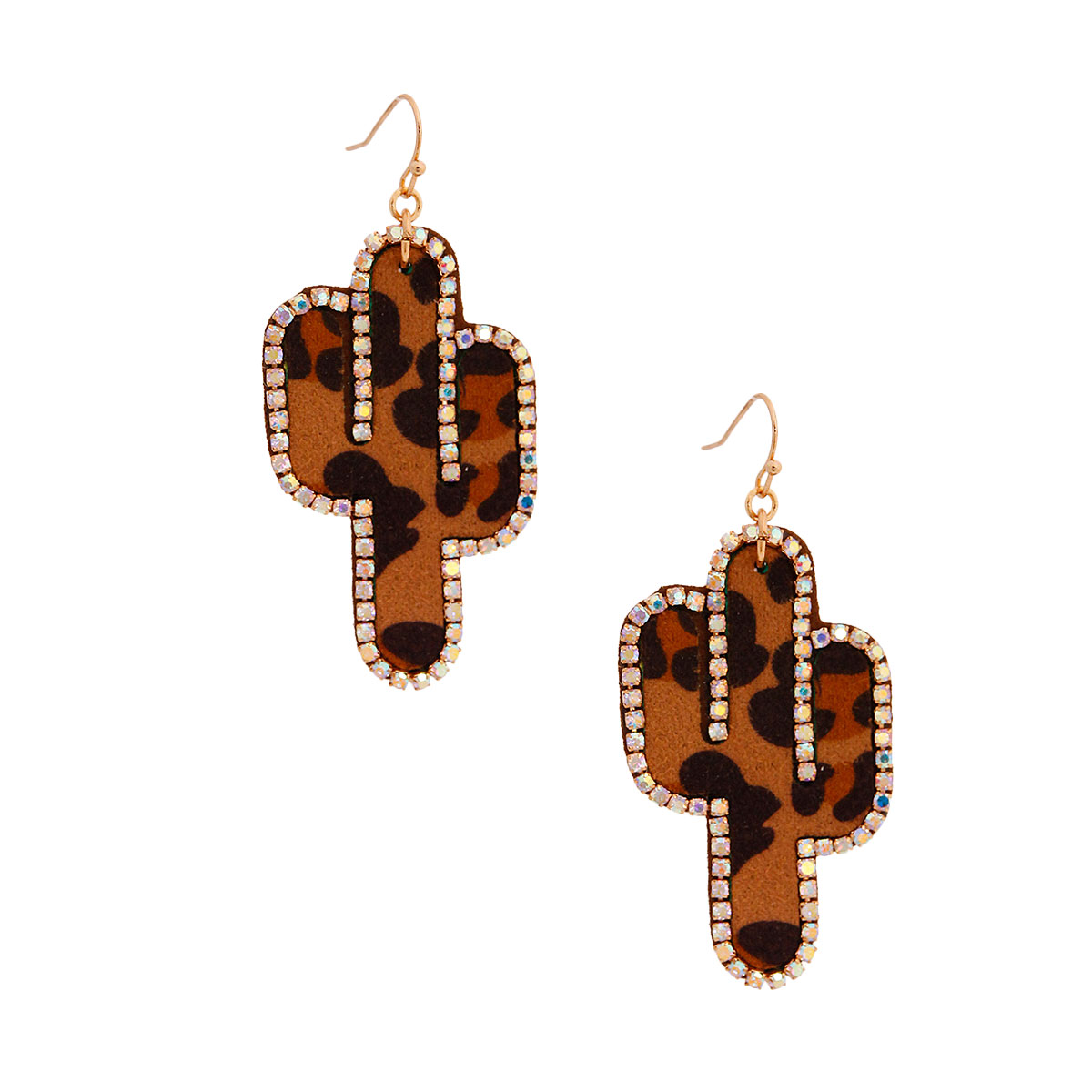 Leopard Cactus Drop Earrings