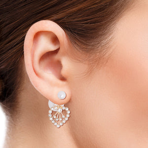Double Cream Pearl Heart Earrings