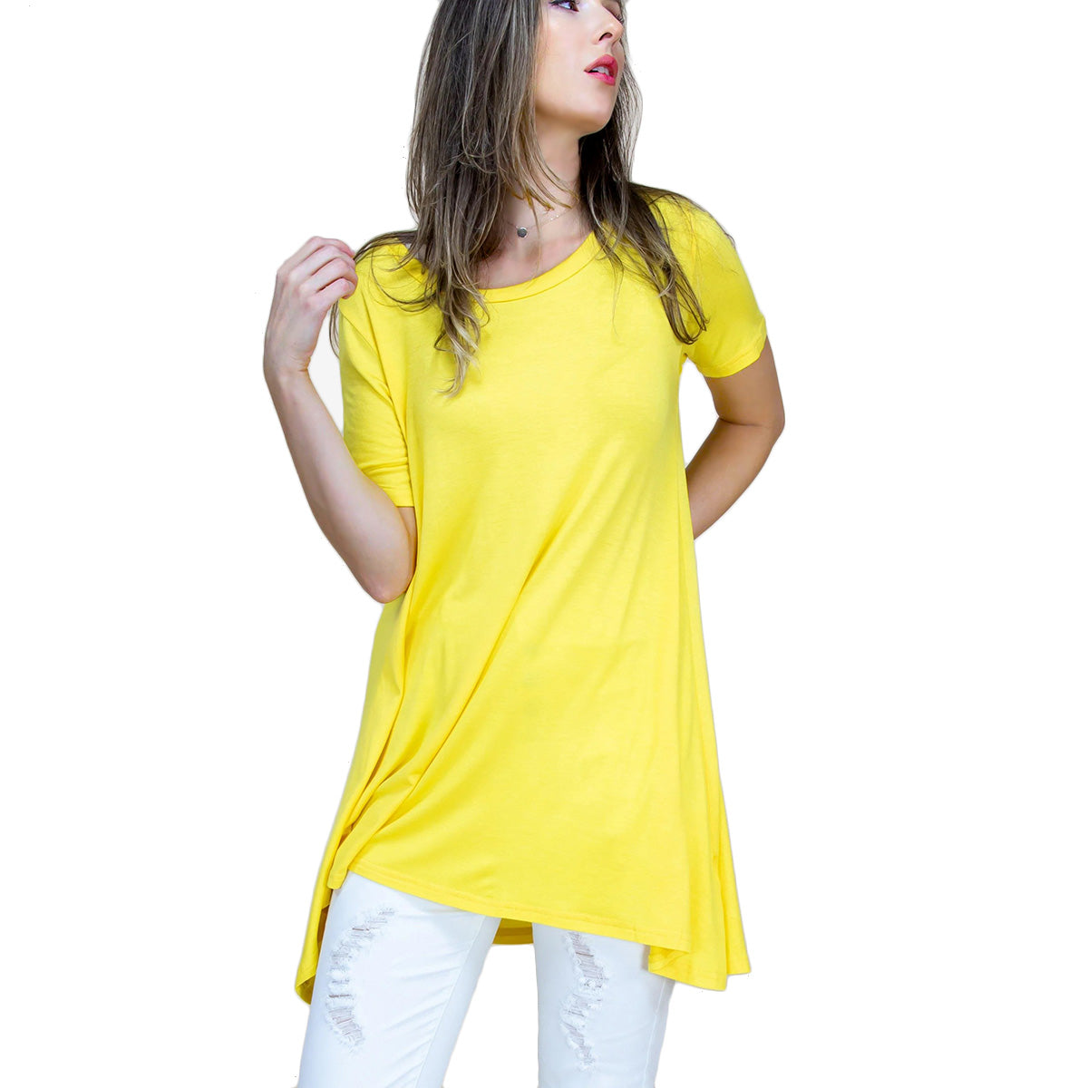 Small Yellow Scoop Neck Tunic