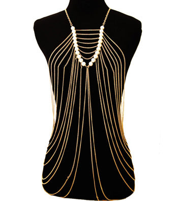 Gold and Pearl Body Chain
