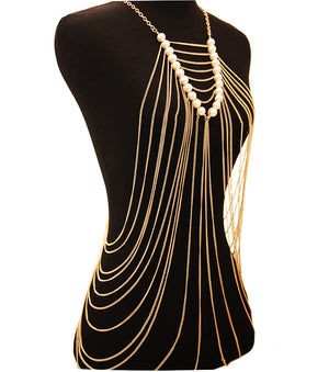 Gold and Pearl Body Chain